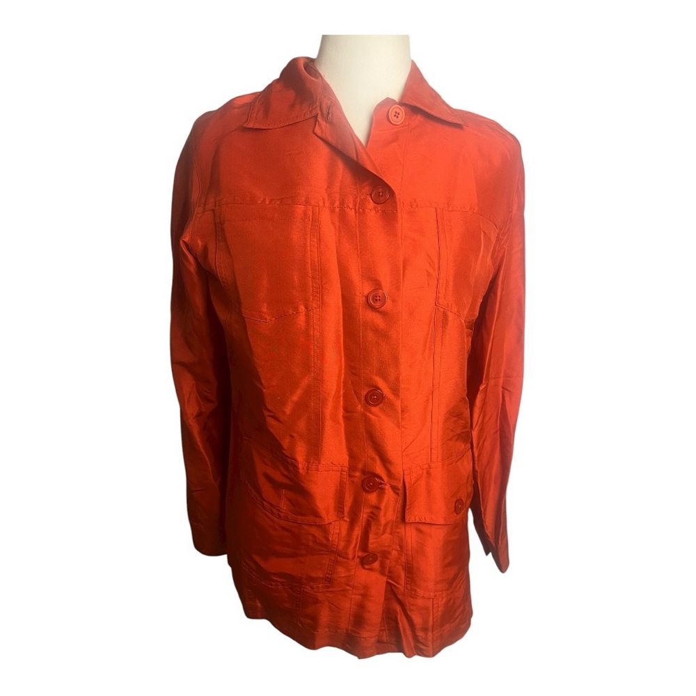 Silk Club Orange Silk Blouse Women’s Size 8
